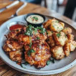 Crispy fried chicken served on a plate with sides